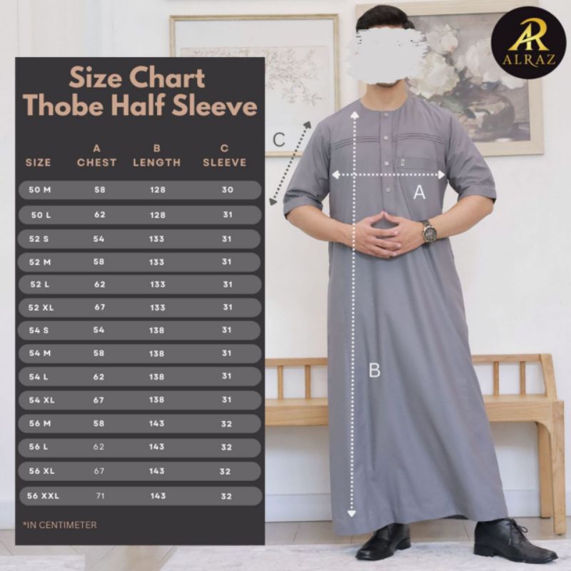 Jubah Al Raz Oblong desain Hanafi/Gamis ikhwan /Jubah Saudi