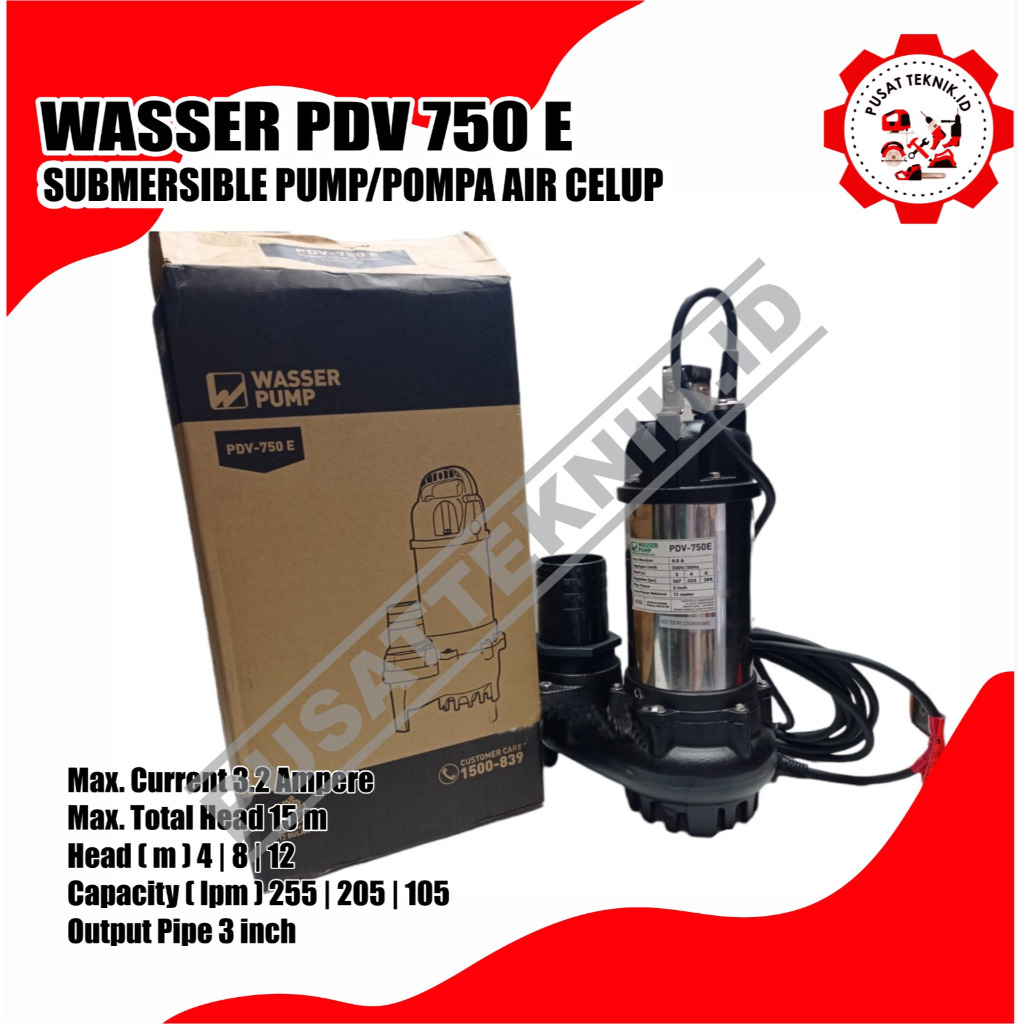 WASSER PDV750E MESIN POMPA CELUP WASSER PDV 750E SUBMERSIBLE PUMP VORTEX STAINLESS