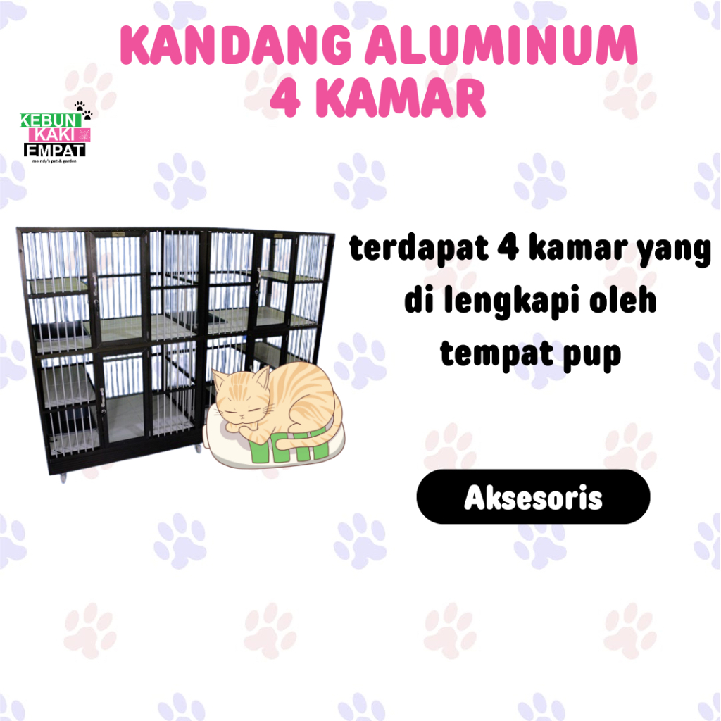 Kandang Kucing Aluminium  4 Kamar