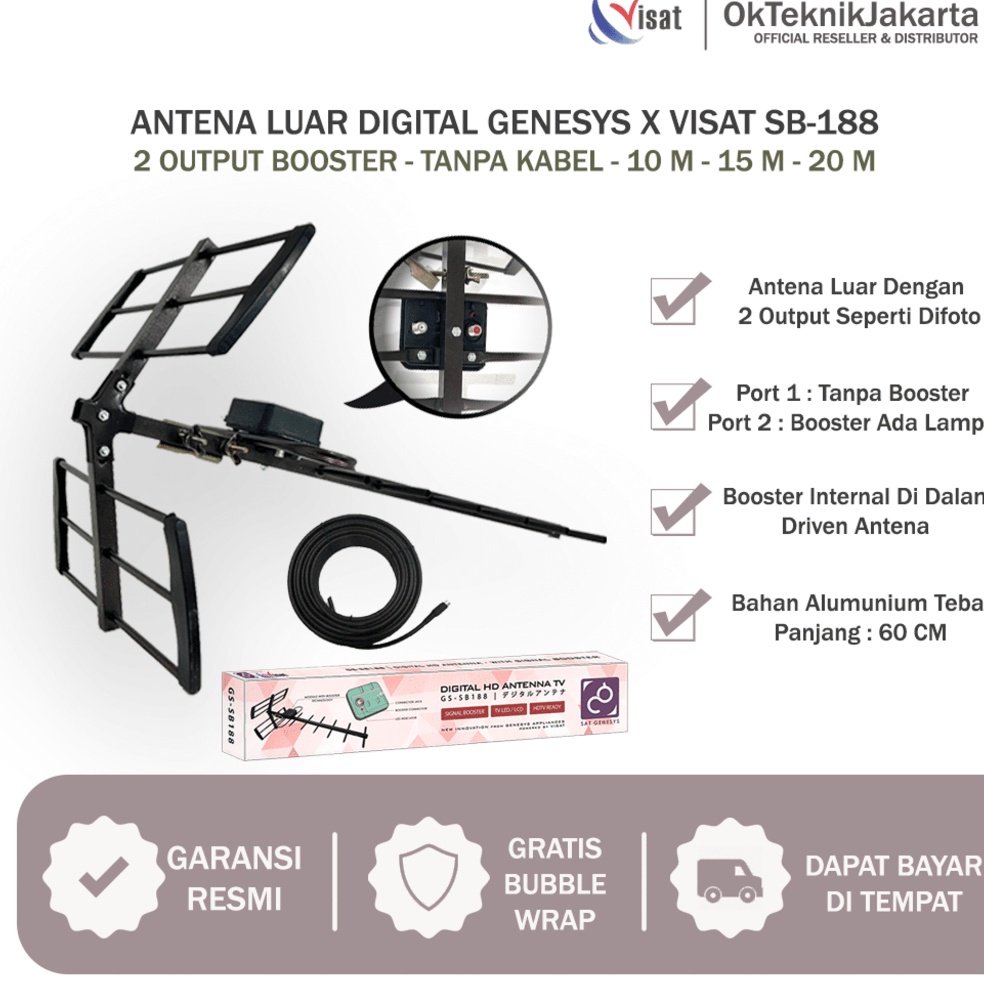 ART N62I Antena TV Outdoor Digital  booster Visat 2 output bisa untuk 2 tv antena digital Genesys x 