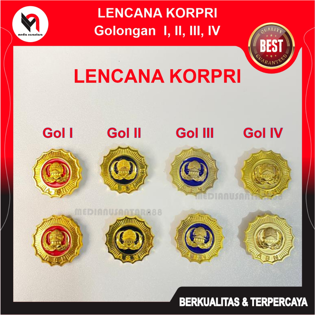 Lencana KORPRI Pin Korpri PNS / ASN Gol 1 Gol 2 Gol 3 Gol 4