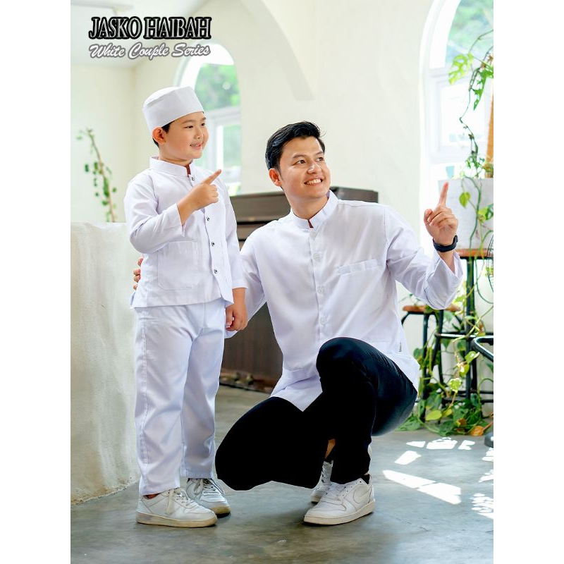 Mawar Fashion | Koko Couple Putih Ayah & Anak /Koko Couple Haibah