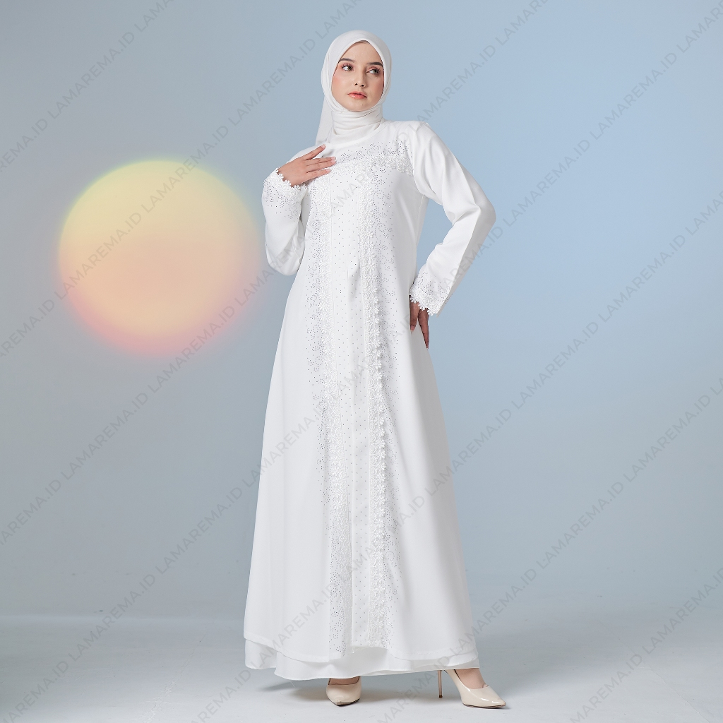 Best Sale [Lamarema] Gamis Putih Wanita Mewah Abaya Putih Turkey Mewah Baju Gamis Abaya Putih