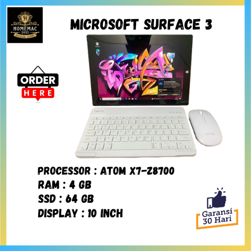 MICROSOFT SURFACE 3 INTEL CORE ATOM 4/64 Original Second