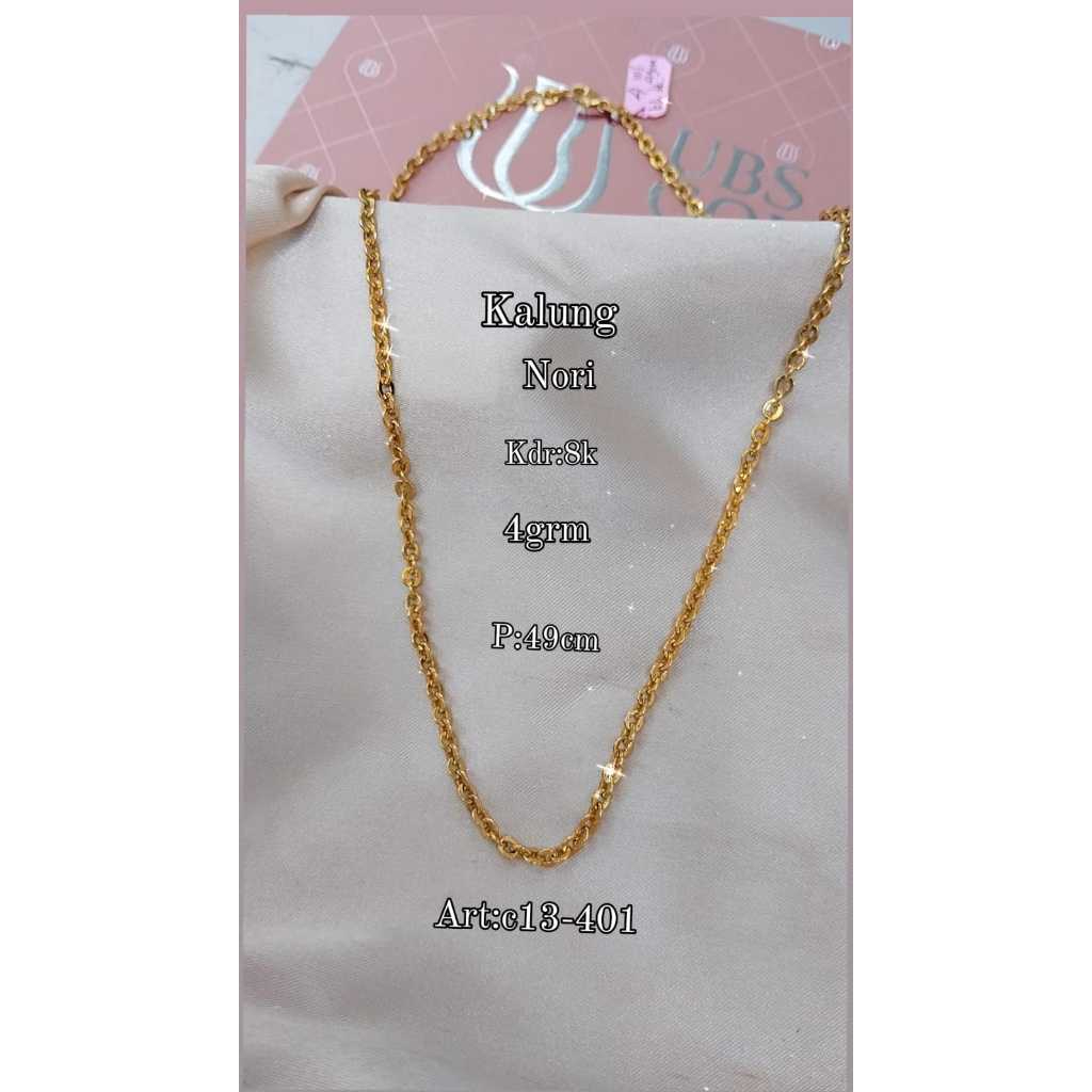 Kalung Emas Asli Motif Nori Polos Kadar 375 Berat 4 Gram Panjang 49 CM