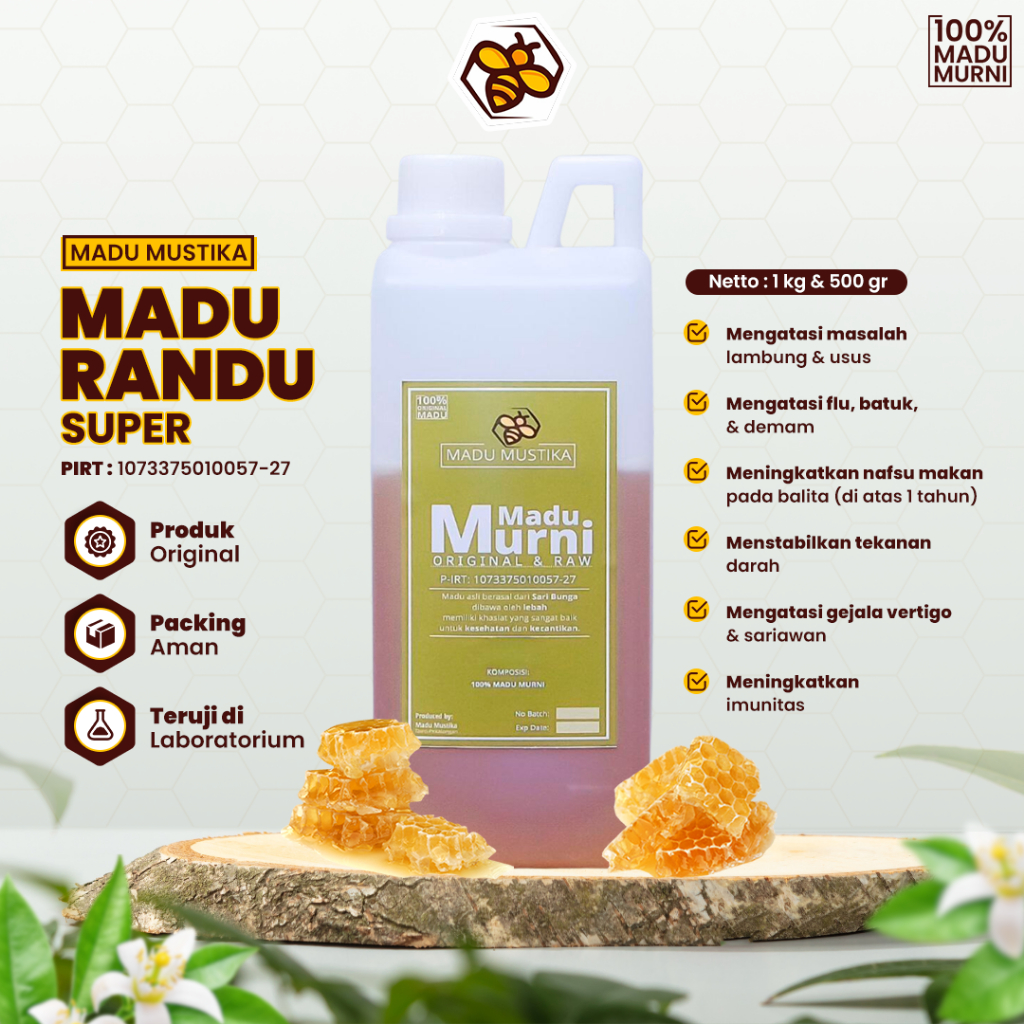 

Madu Asli 100% - Madu Murni Nektar Randu 1 kg
