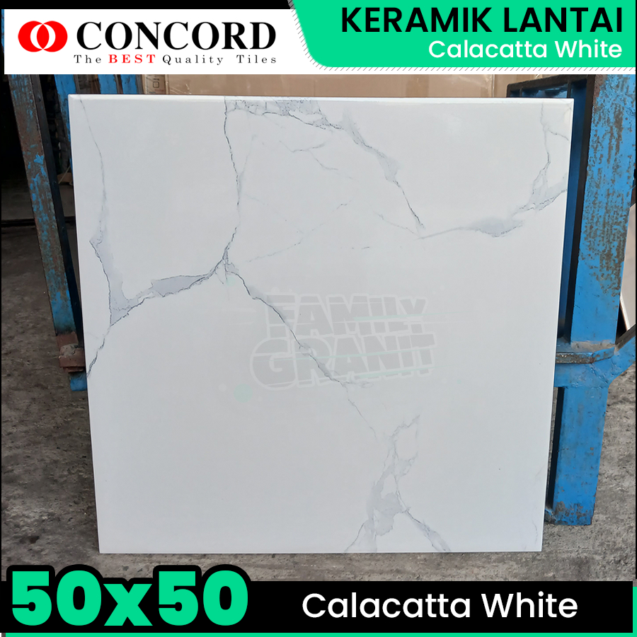 Keramik Lantai 50x50 Concord Calacatta White Motif Carara Glossy KW1