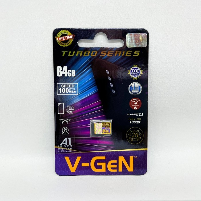 Memory Card Micro SD Vgen 64GB Class 10 Turbo Original