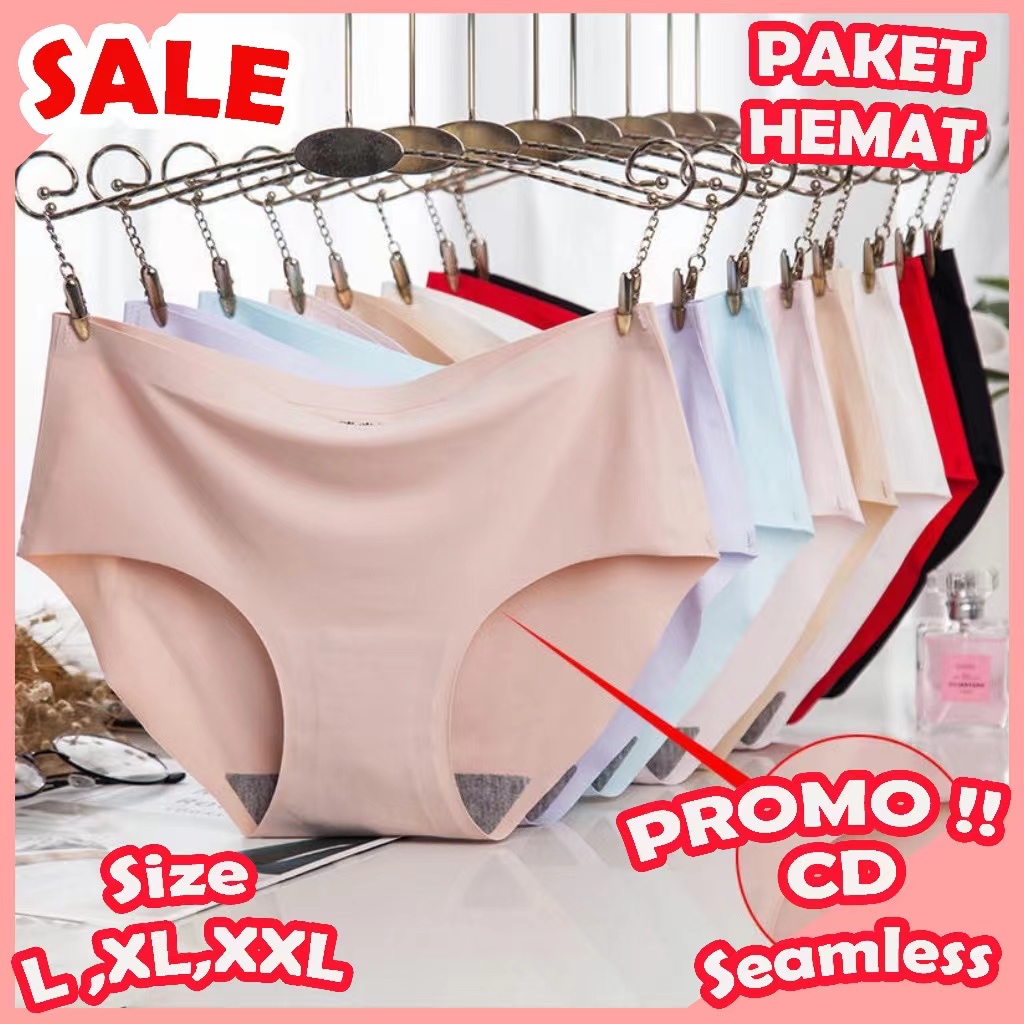 Sayishop [PAKET HEMAT] Isi 6&12pcs Celana Dalam Seamless Tanpa Jahitan Anti Nyeplak Fashion CD Wanit