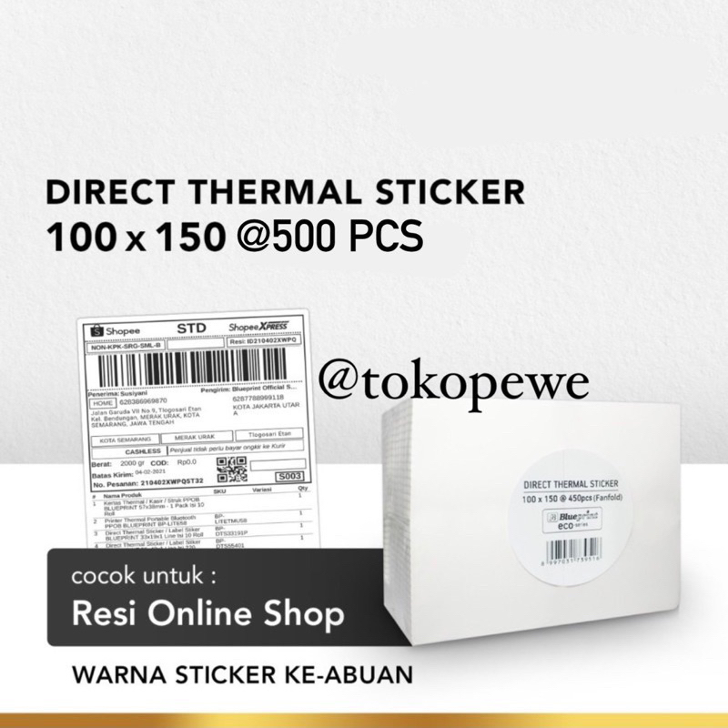 

[THERMAL LIPAT] Label Thermal Sticker Resi Label Barcode 100 x 150 mm Isi 500 Pcs Direct Thermal/ sticker thermal/ sticker resi/ Kertas Sticker Thermal 100x150 mm isi 500Pcs/Roll. Label Termal 10 x 15 cm
