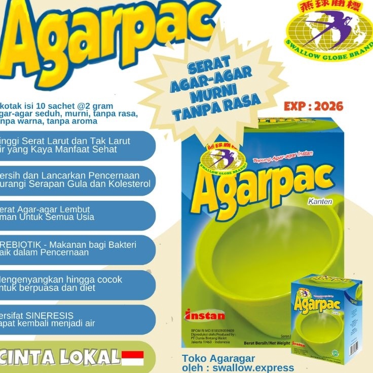 

Terlaku AGARPAC 1 sachet Tepung Agaragar Campuran Minuman Diet Sehat