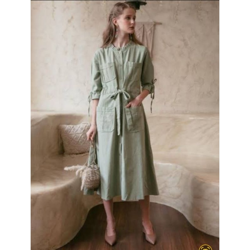 dress maven liam second sage green hijau