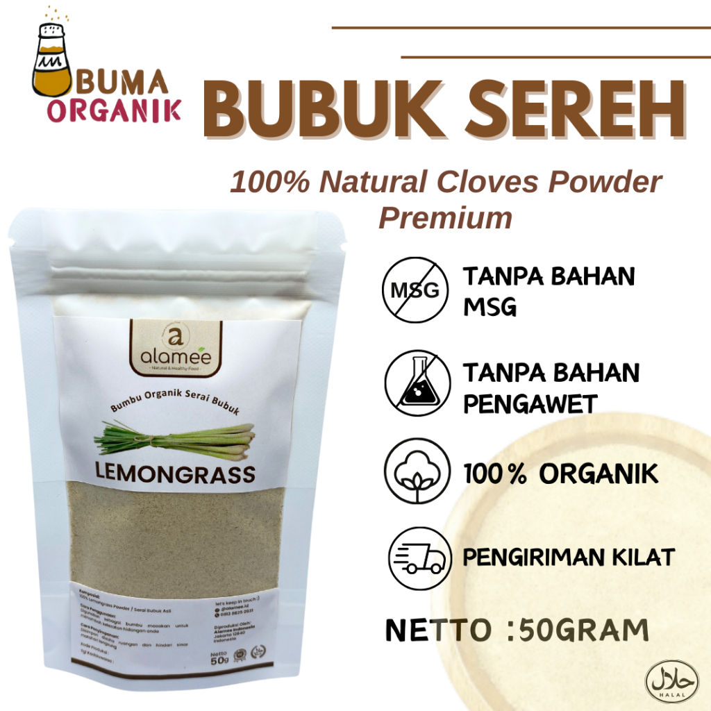 

Sereh Bubuk Lemongrass Powder Serai Rempah Rimpang Murni Asli Tanpa Campuran Bumbu Organik 50gram