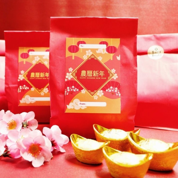 

77 CHINESE NEW YEAR Hampers IMLEK PAPER BAG ISI 1 TOPLES Bingkisan Makanan Parcel Cookies IMLEK CNY