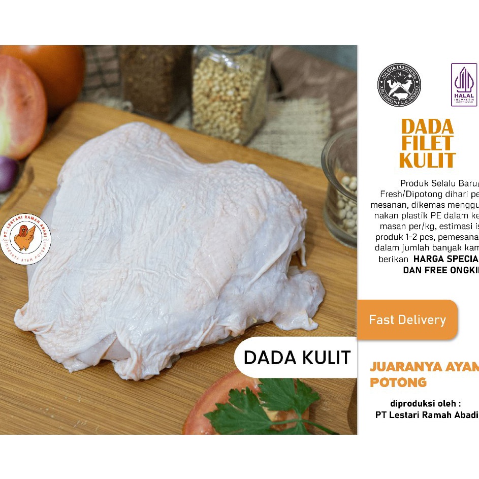 

PROMO SALE Daging Ayam Dada Fillet Boneless Dengan Kulit 1kg