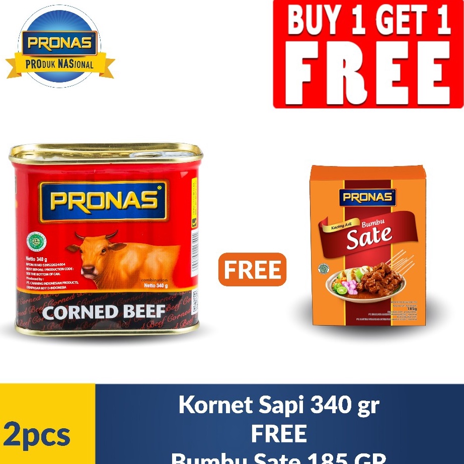 

V44859 CO PRONAS Kornet Sapi Regular 34 gr Free Bumbu Sate 185 gr