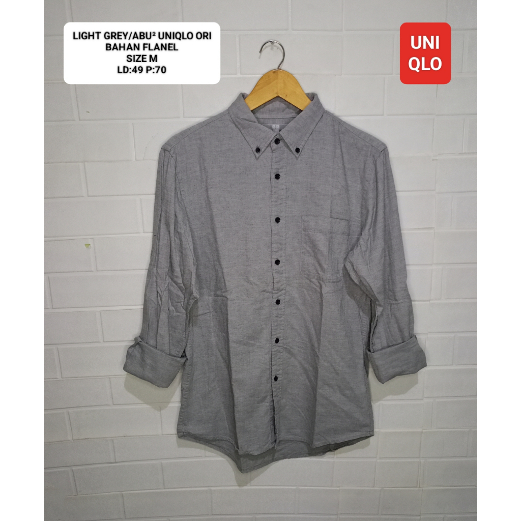 KEMEJA FLANEL POLOS ABU² UNIQLO ORI SIZE M