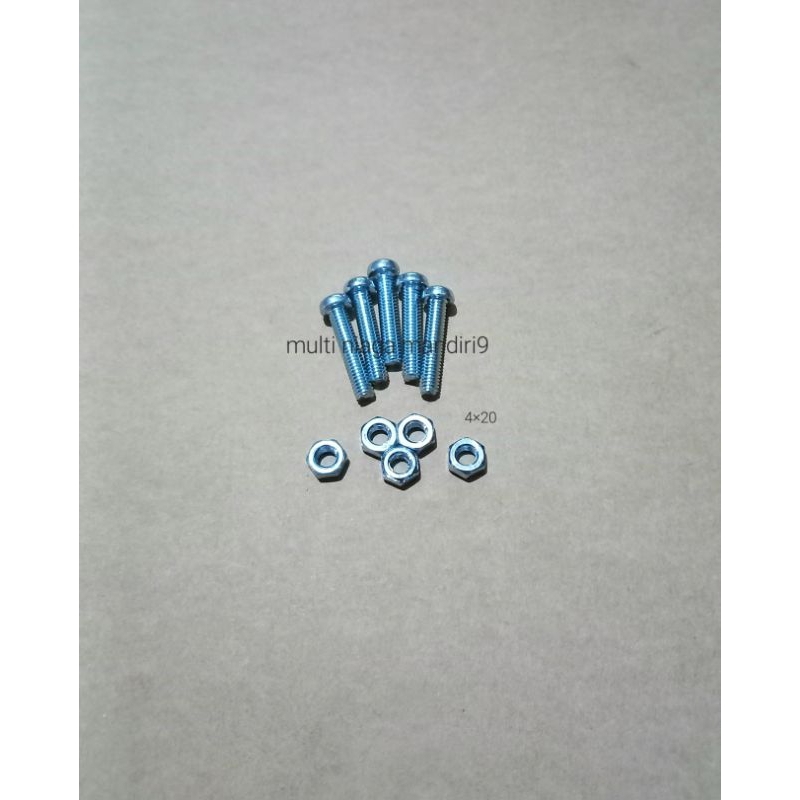 ( satuan ) baut + mur karburator m4×20mm, baut karburator m4 panjang 2cm, baut + mur m4×20mm