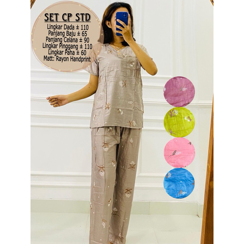 BAJU TIDUR WANITA WAN ONE SET SETELAN PIYAMA PIAMA LENGAN PENDEK CELANA PANJANG BABYDOLL PIYAMA WANI