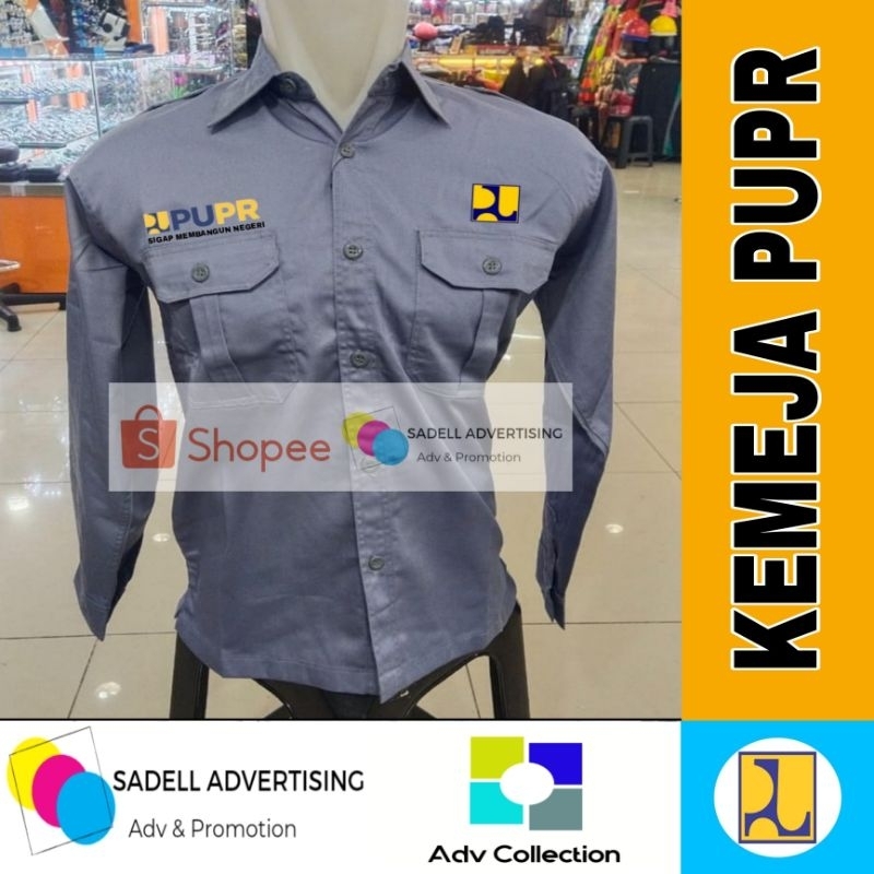 Kemeja PDH PUPR Sigap Membangun Negeri Seragam PDH PUPR Abu Lengan Panjang Pria