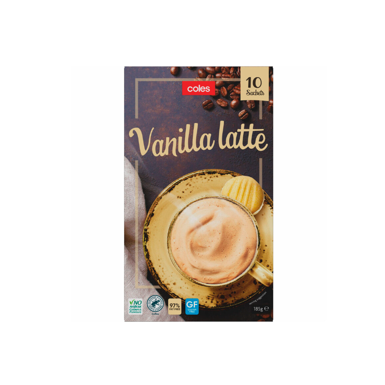 

Coles Vanilla Latte Sachets 185g | 10 pack