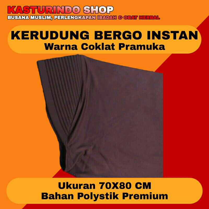Kerudung Bergo Instan Warna Coklat Pramuka Bahan Polyster Jilbab Bergo Instan