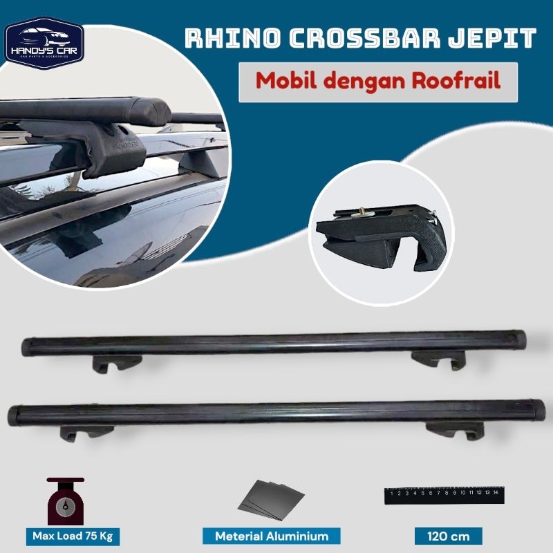 Crossbar Rhino Jepit Roofrail set Lengkap