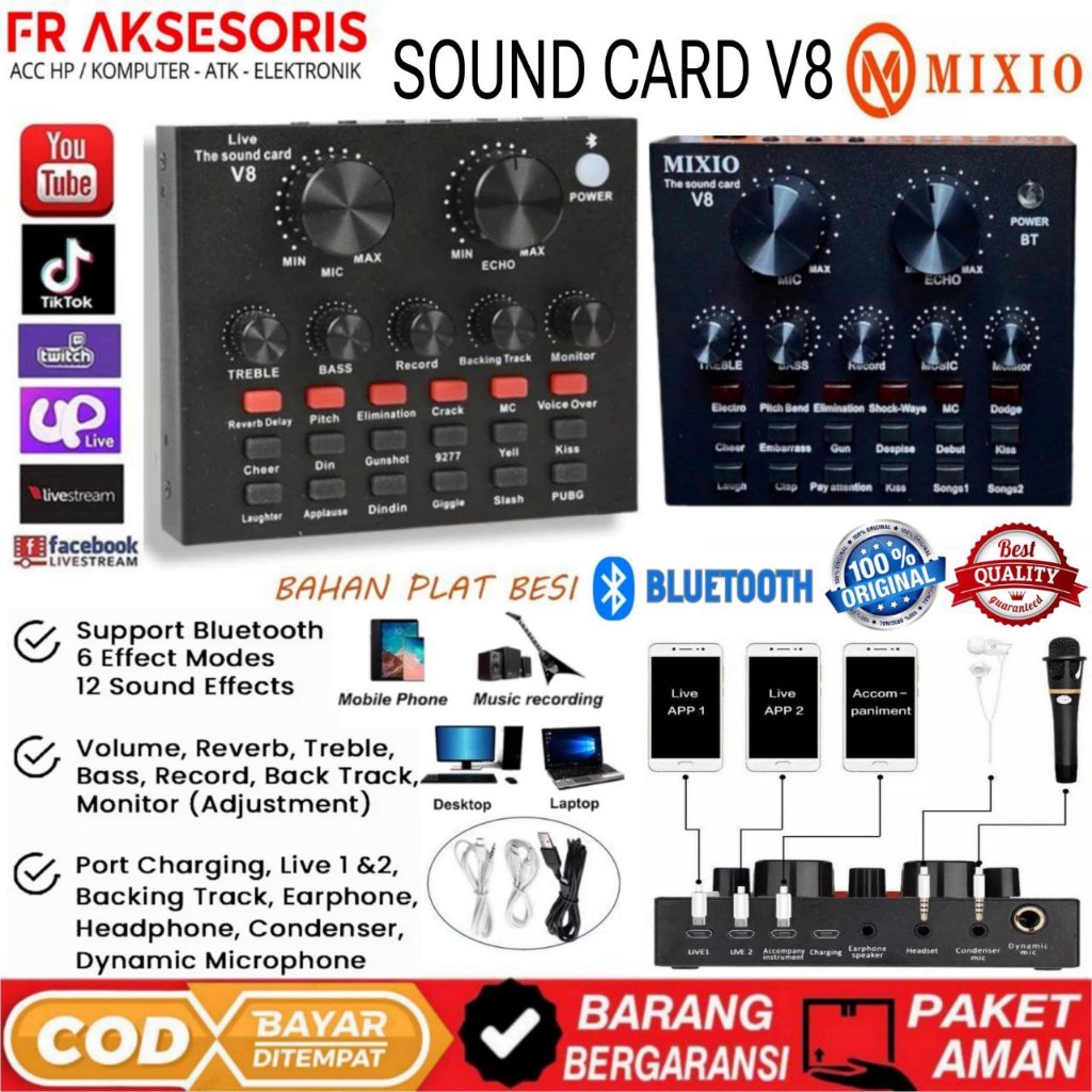 Soundcard V8 Mixer V8 Sound Card V8 Bluetooth MIXER Audio External Soundcard Original