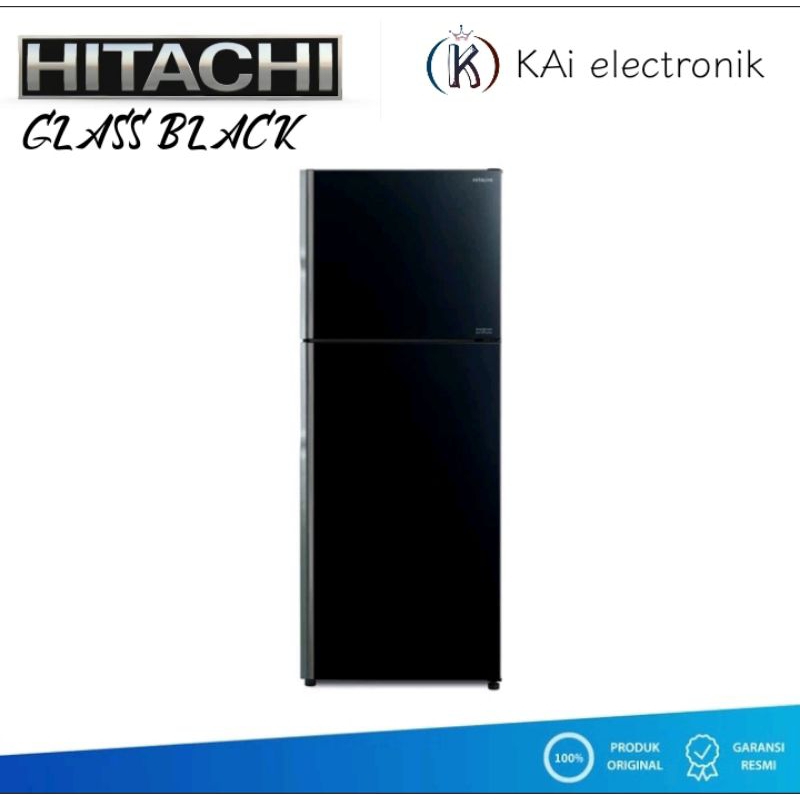 kulkas hitachi 2 pintu black glass R-VGX45PGD9GBK inverter 407 Liter