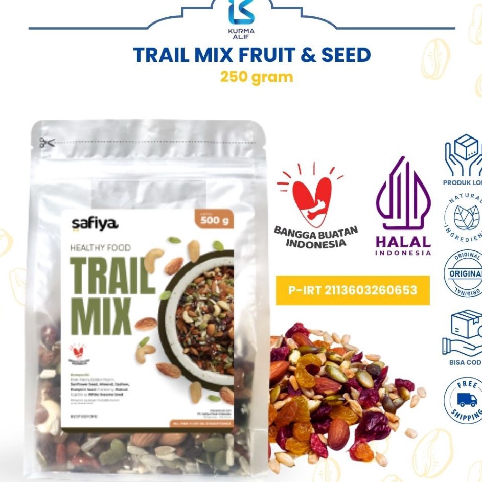 

Dijamin Ori Trail Mix Safiya 25 gr Berry Nut and Seed Original Cemilan Sehat Rasa Enak