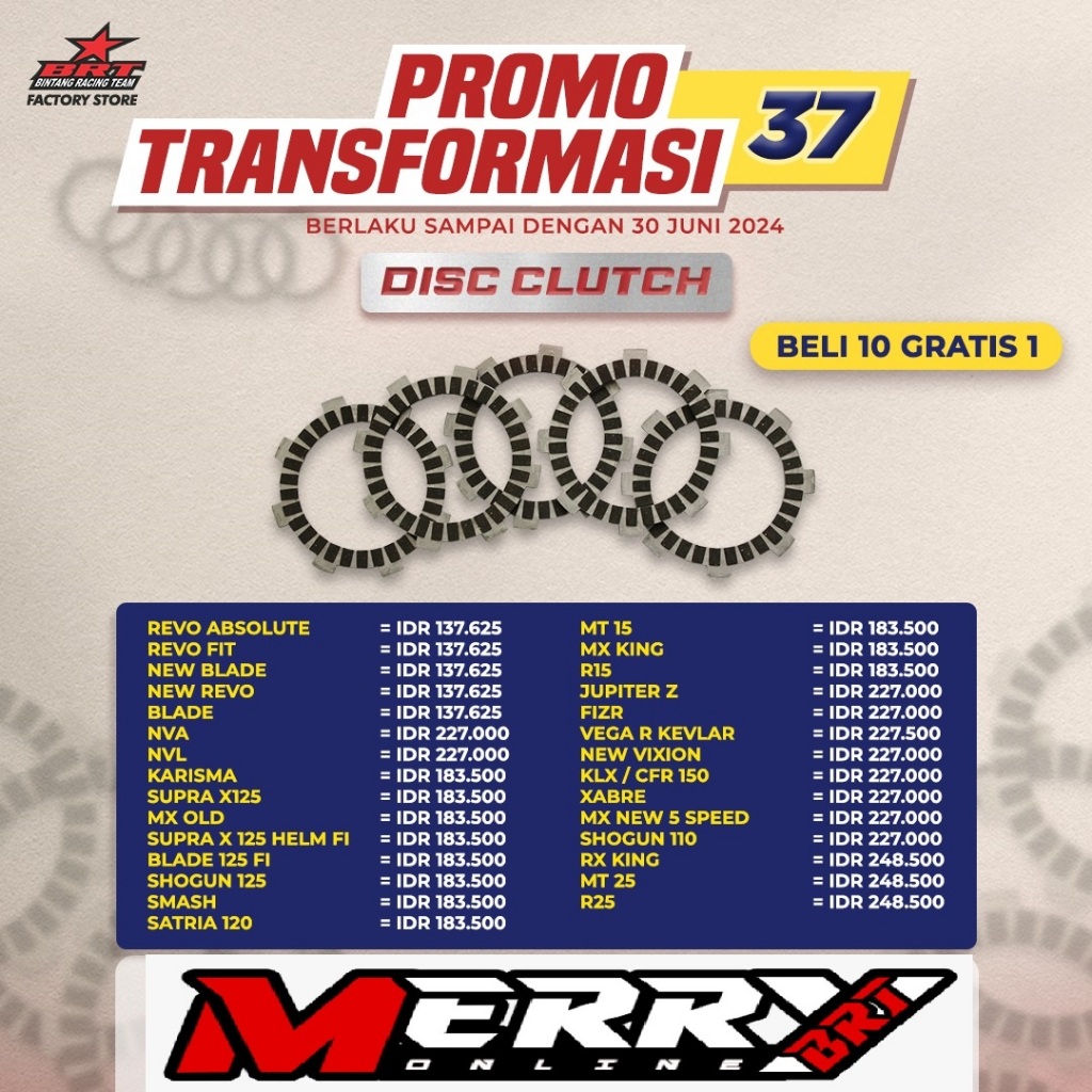 Disc Cluth BRT Kanvas Kampas Kopling SONIC