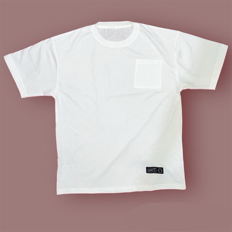 Kaos kantong depan Polos Putih | Kaos polos Oversize/Boxy kantong depan | full cotton combat 20s PRE