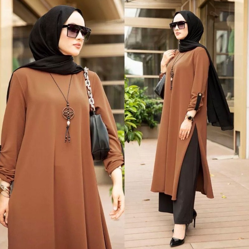 VIRAL  Zanzea setelan tunik jumbo Muslimah Womens Muslim Dubai Lengan Panjang Koktail Prom Gown Panj