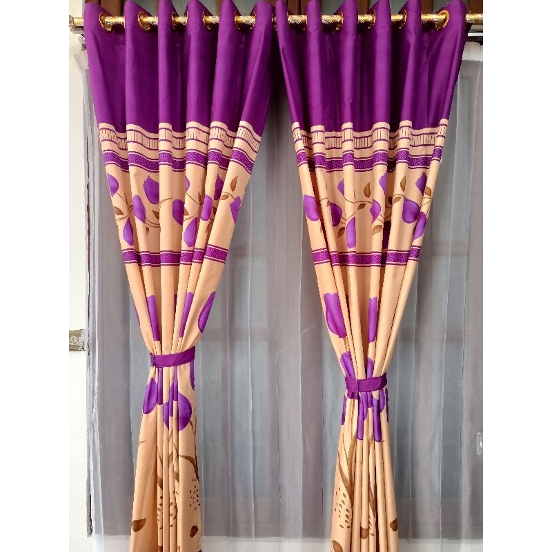 Gorden Pintu Dan Jendela 12Ring Ungu Bunga Tulip