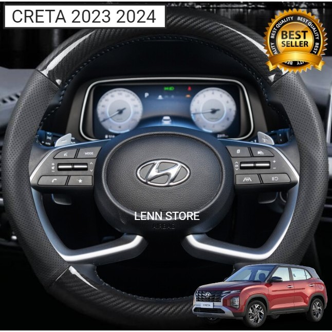 Cover Sarung Stir Carbon Mobil HYUNDAI CRETA 2023 2024 2025