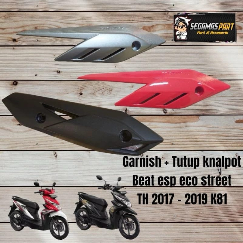 Cover knalpot garnish muffler protector Beat Fi Esp New Eco Beat Street 2017 2019 K81 merah silver