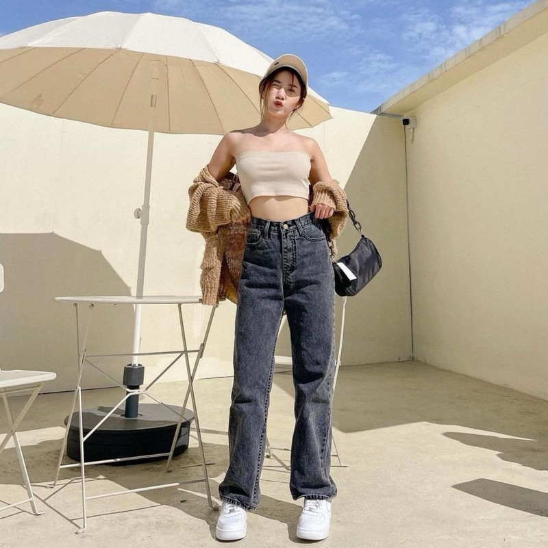 Celana jeans Kulot highwaist wanita korea style