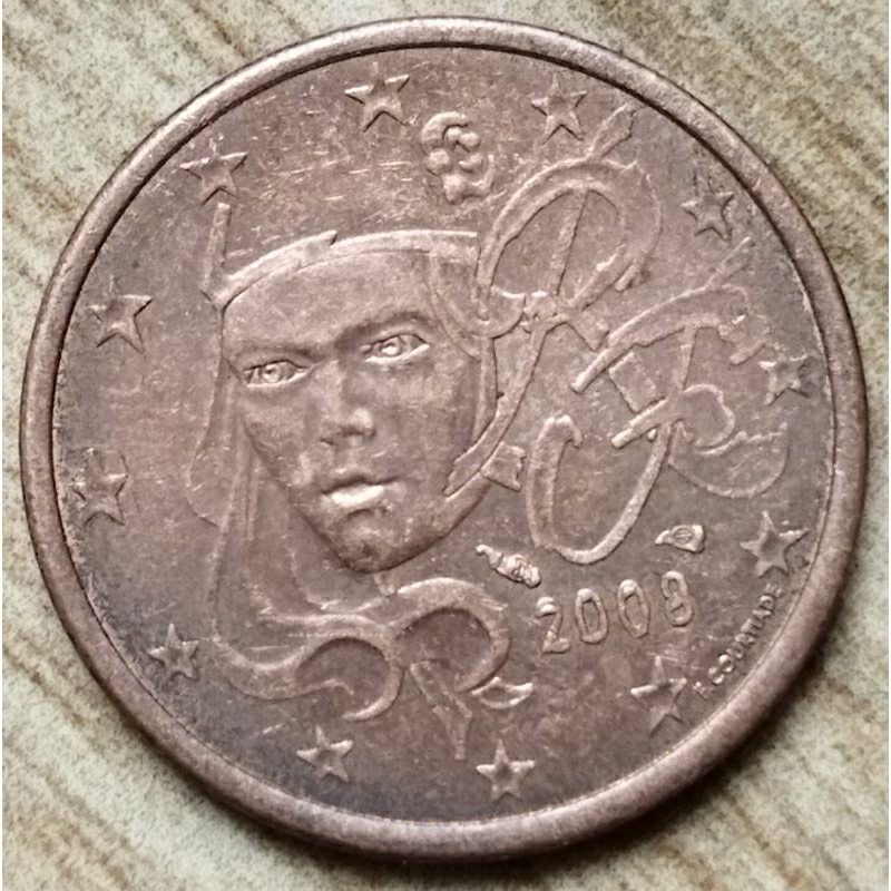 5 cent euro 2008 Perancis koin error