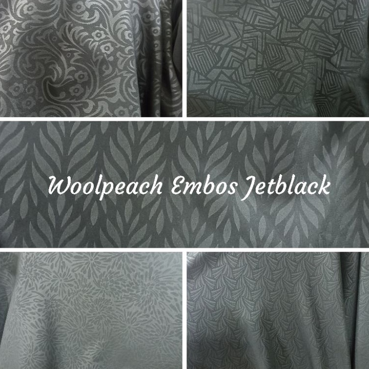 Ready Sekarang  Kain Bahan WoolpeachWolvisWolfis Embos jet blackhitam pekat Premium