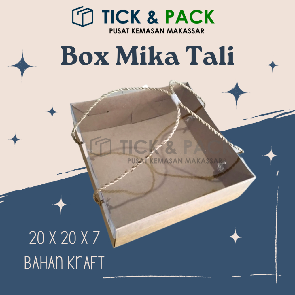 

[ Isi 10 ] Dus Kraft 20 x 20 x 7 CM Mika Tali Goni Kemasan Kue Dus Kue Box Kue Packaging Box Kardus