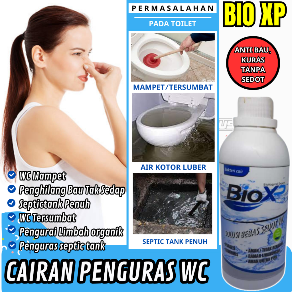 Pengurai WC Penuh BiO XP Anti Mampet WC Mencegah penyumbatan di saluran pembuangan