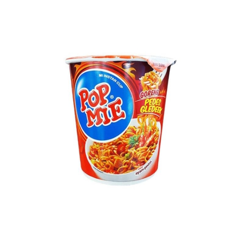 

POP MIE Mi Instan Cup Goreng Pedes Gledeek Ayam Pedas 75 g