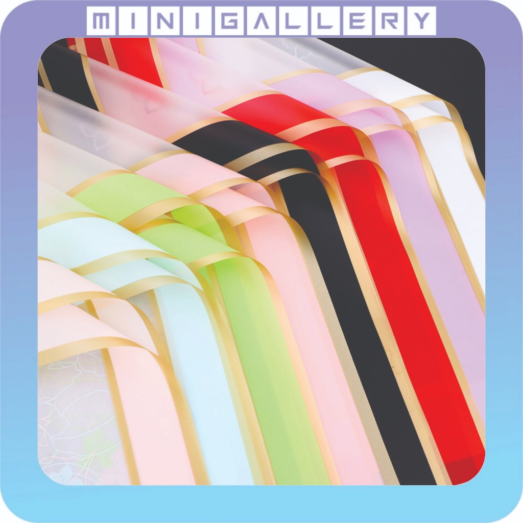 

20 LEMBAR Kertas Buket Bunga Uang Cellophane Flower Wrapping Paper Double Frame List Gold KB6270