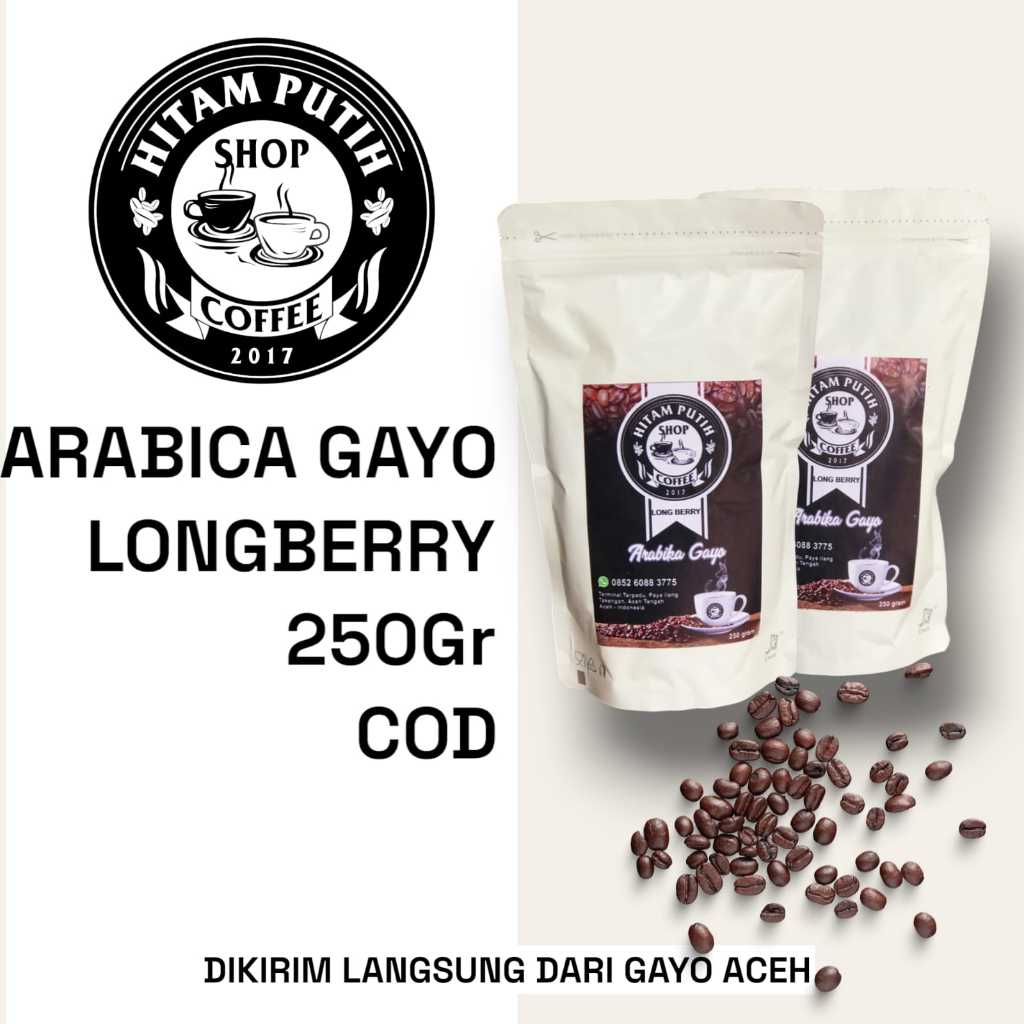 

Kopi Arabica Gayo Aceh, Longberry Biji/Bubuk 250 gram