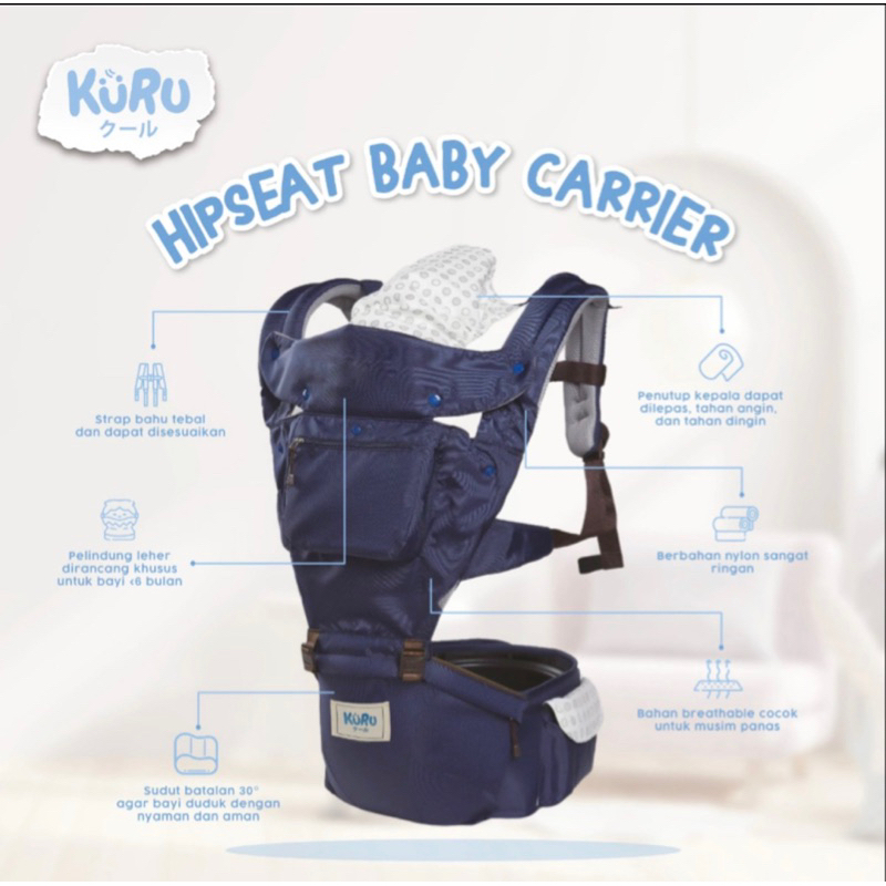 Kuru Hip Seat Baby Carrier | Gendongan Bayi HipSeat Ergonomis