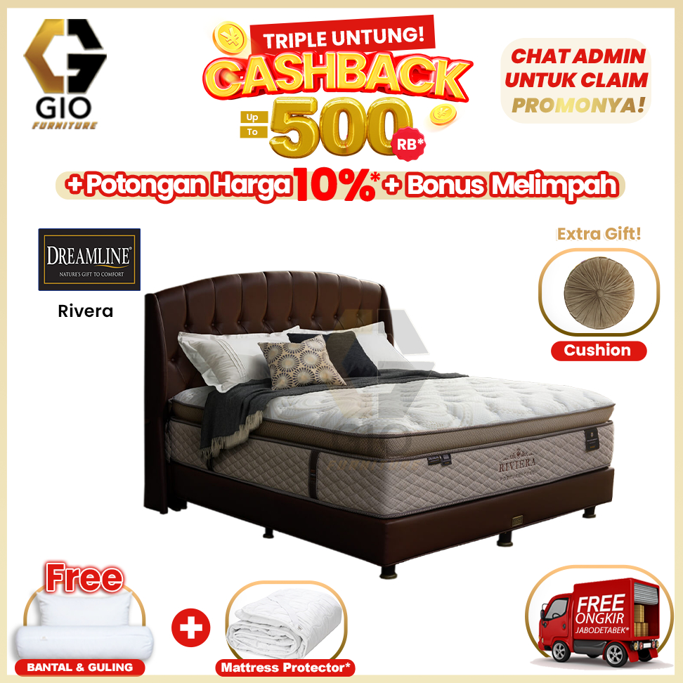 Kasur Dreamline Riviera POP / Dreamline Springbed Riviera POP (Full Set Mattress + Divan + Headboard