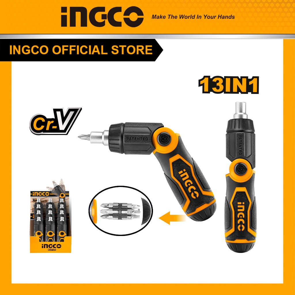 (INGCO) - Obeng Ratchet 13-in-1 Screwdriver Set INGCO AKISD1208