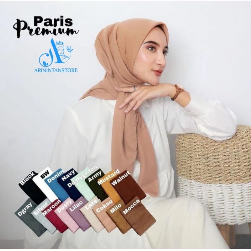 PARIS PREMIUM JILBAB SEGI EMPAT BASIC JAHIT TEPI / KERUDUNG ANAK SEKOLAH SEGI EMPAT ANTI LETOI