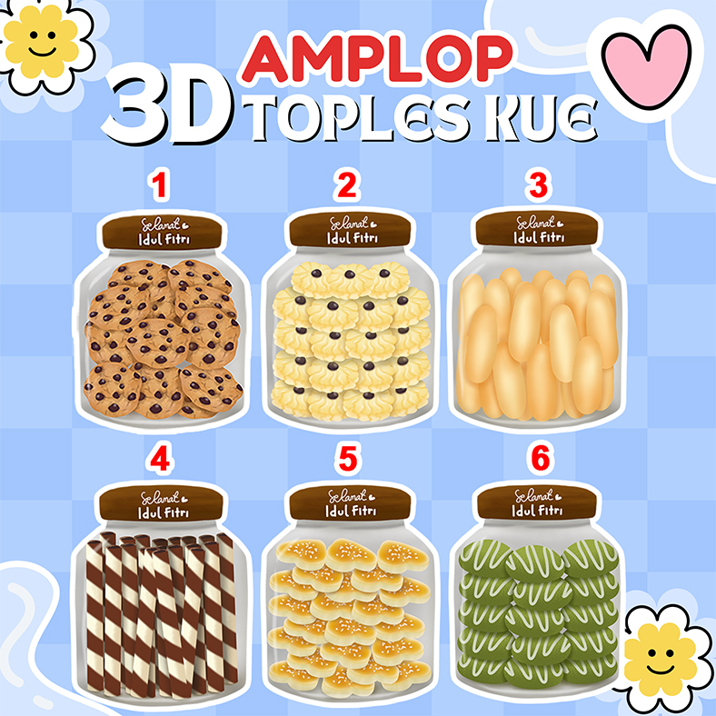 

Amplop lebaran 3d karakter isi 6 pcs motif Toples Lebaran