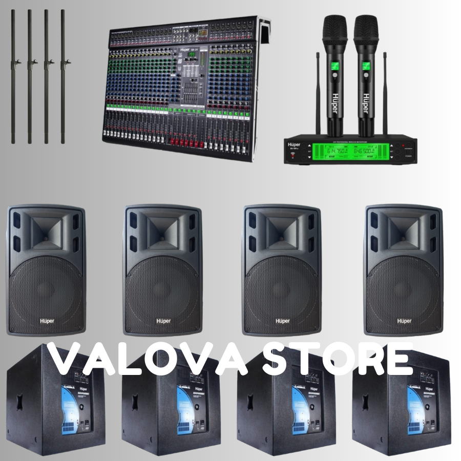 Paket 16 soundsystem Huper 15HA400 + Sub SRP118SE + Huper QX 24